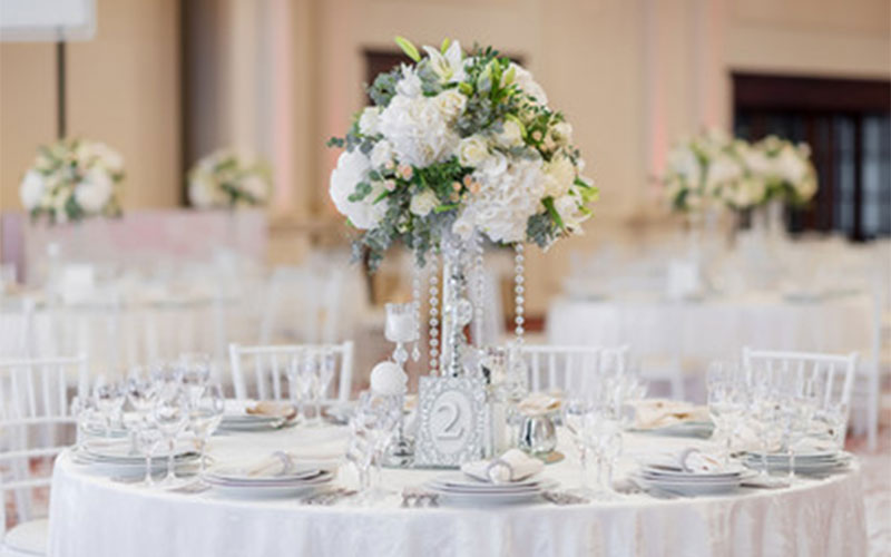 White wedding reception